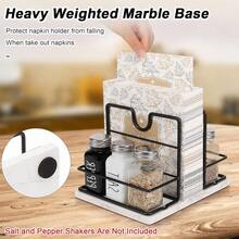 New  Napkin Holder, Metal Napkin Storage  Salt And Pepper Shakers Caddy Modern Napkin Dispenser For Table  Countertop, Not Including Salt And Pepper Shakers (Large Marble, Black) - Black Large Marble - View 5