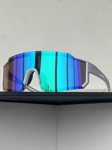 1PC 男士超大几何环绕式一体式酷炫镜框白色 Y2K 时尚眼镜，适合户外骑行和日常生活护眼配件。 - 白色 - 查看 10