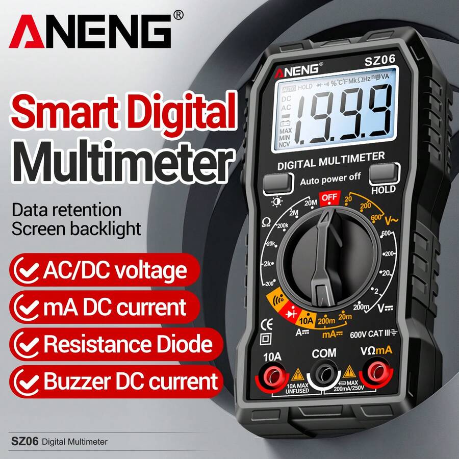 Digital Multimeter High Precision Display Anti-Burn Universal Meter Intelligent Repair Multifunctional Electric Current Tester - Black - View 1