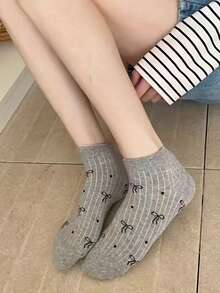 4/5/8双蝴蝶结袜，甜美可爱风格，透气柔软，休闲百搭，春夏 - 彩色 - 查看 4