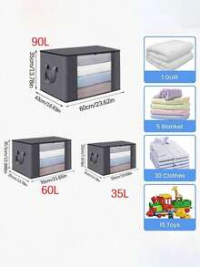 Large Capacity Storage Bag, Foldable Clothes Storage Box, Reinforced Handle Storage Box For Storing Clothes, Blankets, Bedding, Pillows And Toys (Grey) - Large Capacity Storage Bag With Handle - Bedroom And Closet Organizer Storage Box, Multi-Purpose Storage Box, Bedroom Closet Clothes Organizer Storage Box With Handle, School Supplies Storage Bag