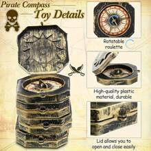 1 pièce Mini boussole de pirate, ornement vintage de capitaine, convient pour les fêtes à thème pirate, décoration de boussole nautique pour les fêtes, pendentif de couleur cuivrée pour le cosplay de pirate et les fournitures de fête d'anniversaire