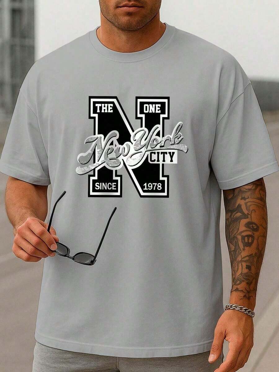 Camiseta Masculina New York The One Camisa Básica Streetwear Algodão Unissex Estampada - Cinza - Visão 1