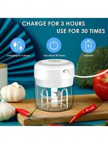 Gift For Mom, Kitchen Electric Vegetable Blender, Kitchen Utensils Portable Mini Meat Grinder, Pulverizer, Home Electric Garlic Press, Cordless Pulverizer, Garlic Slicer, Portable Compact Design, Easy To Use Kitchen Tool - trắng - Xem 6