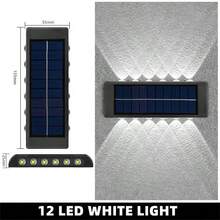 2入 4/6/8/10/12/14/16 LED 太陽能燈，防水，適用於戶外太陽能洗牆燈、陽台裝飾投射燈、氛圍壁燈 - 黑色 - 查看 17