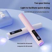 可充电手持式UV美甲灯，带支架，迷你便携式无线美甲灯，带液晶显示屏，可固化凝胶指甲油 - 彩色 - 查看 4