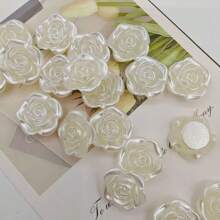 60 piezas de abalorios de flores de rosa de acrílico para manualidades de joyería DIY, surtido de abalorios transparentes de flores de rosa de 16 mm para hacer pulseras, collares y proyectos de artesanía