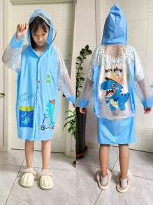 1 Capa de Chuva Infantil, Mochila Escolar com Dinossauro, Capas de Chuva para Meninos e Meninas, Especialmente Projetada para Jardim de Infância e Escola - Capa de Chuva Cartoon Fofa e à Prova d'Água, Espessada, Adequada para Crianças de 3 a 10 Anos Irem para a Escola, Caminhada, Acampamento e Uso ao Ar Livre