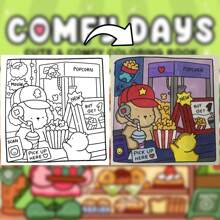 Comfy Days: Coloring Book For Adults Featuring Super Cute Animal Characters In Cozy Hygge Moments For Relaxation (Cozy Spaces Coloring),Children's Gifts, Cute Cartoon Coloring Books,A Great Gift For Father's Day, Mother's Day, And Children's Day,The Pattern Is Exquisite And The Lines Are Clear,Picture Book,Back To School.School Supplies