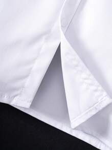 Young Boy Classic Casual Ivy League Style White Short Sleeve Shirt, Formal Events, Gatherings, Performances, Dress