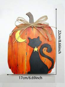 1 pezzo/2 pezzi Decorazione da tavolo in legno a forma di zucca e gatto per Ognissanti e Ringraziamento - Decorazione rustica da interno per l'autunno con luna, stelle e fiocchi di iuta per scaffali, camino, mensole, esposizione autunnale domestica