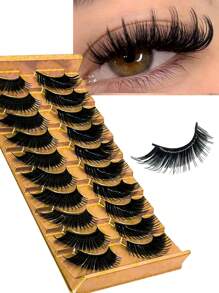 10 pares de pestañas postizas de visón 3D naturales y suaves, set de maquillaje con extensiones de pestañas de visón, pestañas cortas