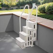 Swimming Pool Ladder, 4-Step Double Handrails Stairs With Non-Slip Heavy Duty Steps, Max Load Capacity 400 Lbs, For 48-54 In Inground & Above-Ground Pools Of Any Decking Surface, Milk White - Milk White - View 9