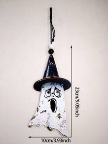 1Pc Halloween DIY Wooden Hanging Ornaments – Ghost, Skull & Witch Hat Cutouts With String For Spooky Wall, Door, Ceiling, Party, Haunted House Decor Home Decor Halloween Decor Fall Decor Room Decor