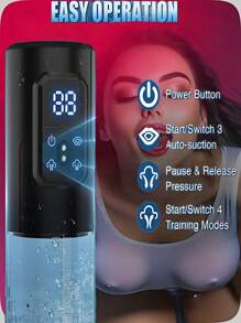 Electric Penis Enlarge Vacuum Pump With 4 Suction Intensities, Rechargeable Automatic High-Vacuum Penis Enlargement Extend Pump, Air Pressure Device Black Sex Toys