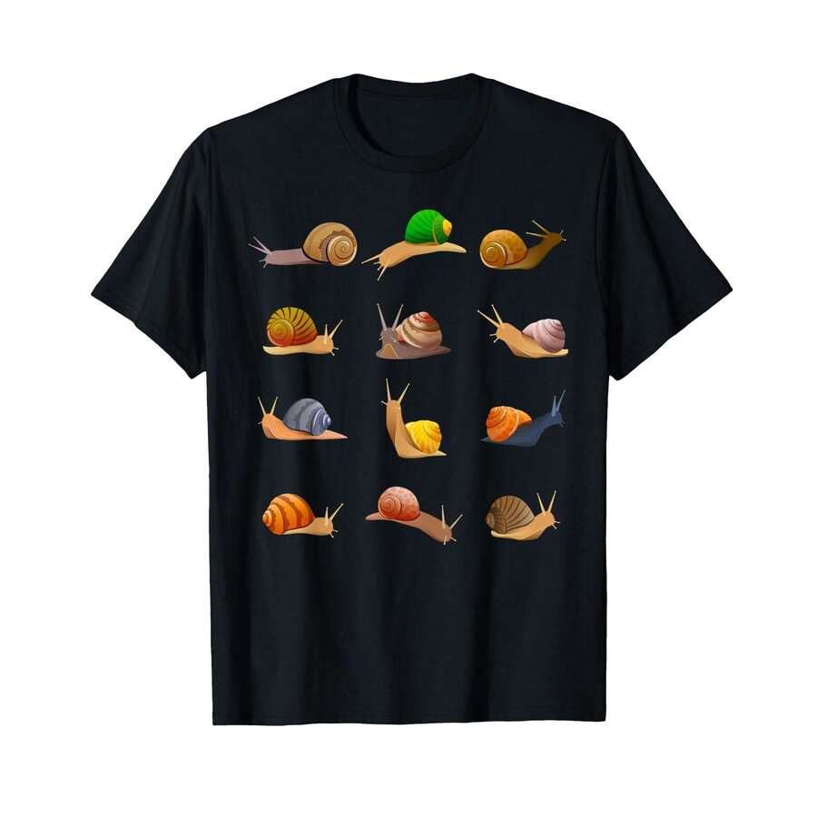 Cool Snail Design For Men Women Insect Animal Snail Lover T-Shirt> LU Best Gifts - Black - View 1