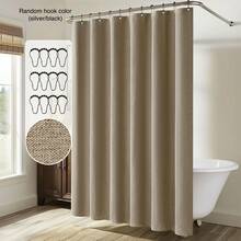 1pc Linen-Like Shower Curtain, 230g/M² Heavy Duty Washable Fabric Shower Curtain Set, Bathroom Hotel Bath Tub Thick Fabric Curtain, Valentines, Mother's Day, Wedding Holiday Home Decor, Includes 12 Metal Hooks Room Decor Bathroom Accessories Back To School - Multicolor - View 29