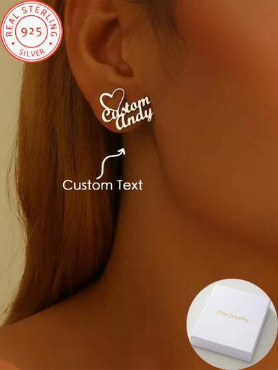 1 Cặp bông tai bạc 925 hình trái tim kép tùy chỉnh để đeo hàng ngày và những dịp đặc biệt, hoàn hảo cho Ngày lễ tình nhân, Giáng sinh, Ngày của mẹ, quà tặng kỷ niệm và sinh nhật, phong cách và đơn giản!