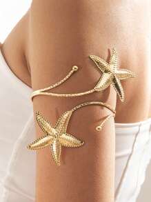 Sanrio 1 braçadeira de metal em forma de estrela do mar, criaturas marinhas da moda praia, adequada para uso diário feminino, vários festivais, presentes para o dia das mães, amigos, reuniões, eventos, estilos de férias na praia, joias para usar