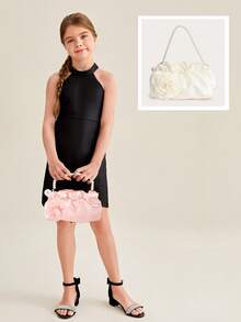 1 件珍珠手拿包，褶皱云形手提包，可装手机、钥匙、硬币，非常适合小女士，花卉珍珠钱包 - 手提包 - 查看 2