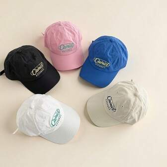 Contrast Color Letter Embroidery Quick-Dry Baseball Cap, Summer Lightweight Sun Protection Breathable Baseball Hat, Women's Ins Letter Embroidery Wide Brim To Slim Face Quick-Dry Cap, Men