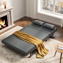 Asofer 2-Seater Sofa Bed With Bed Function, Armchair With Bed Function With Adjustable Backrest And 2 Pillows, Armchair With Sleep Function For Small Apartment - 深灰色 - 查看 2