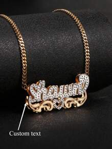 1PC Customized Heart-Shaped Lace Double-Layer Two-Tone Car Flower Name Necklace, Perfect For Father's Day, Mother's Day, Valentine's Day, Birthday, Anniversary, Christmas, Graduation, Or As A High-End Gift For Family, Friends And Classmates.