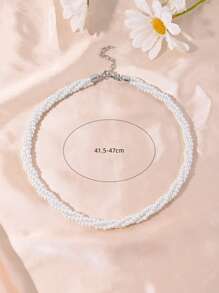 1pc French Elegant 3-Layer Twisted Simulated Pearl Necklace, Suitable For Women Everyday, Commute, Wedding, Party, A Great Jewelry Gift For Girlfriend, Family, Wife On Birthday, Christmas, Valentine's Day