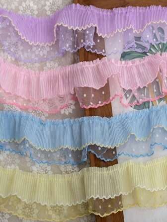 1 Size Double-Layer Pleated Polka Dot Lace Mesh Lace 5.5cm Women's Fabric Art Lace Ribbon Silk DIY Gift Packaging Material