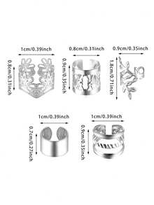 50 Stück eleganter goldener Legierung Haarschmuck für Zöpfe - verstellbare Haarringe & Manschetten mit komplexen Designs, einfarbig - vintage-inspirierte Accessoires für Dreadlocks & Twists von Männern & Frauen, flache Klemmspangen, Klemmspangen, Haarspangen, Haarclips, Haarklammern, Schulsachen, Neujahr, Haarzubehör, Kopfschmuck - Silber - Übersicht 7