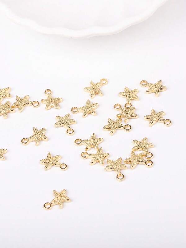 Set de 10 colgantes con forma de estrella de mar y concha de color dorado, accesorios de joyería DIY