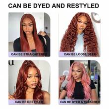 13x4 Lace Frontal Wig Reddish Brown Wig Human Hair Body Wave Transparent Lace Front Wigs 180% Density Reddish Brown Body Wavy Hair Brazilian Human Hair Pre Plucked - Rust Brown - View 5