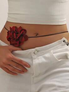 1 pezzo Collana choker con fiore di Camelia, collana con cinturino a fiore di rosa nera per donne - Fiori di leopardo - Visualizzare 15
