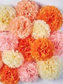 Juego de 10 pompones de papel de seda naranja para decoración de fiestas, bolas de flores de papel para decoración de fiestas de Acción de Gracias otoñales, fondo para fiestas de cumpleaños, ideal para Halloween, temporadas de cosecha, aniversarios, bodas y Navidad. - Multicolor - Ver 6