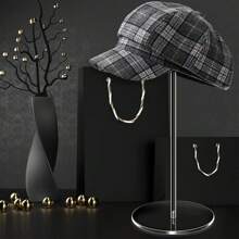 Perchero transparente elegante de acrílico para sombreros con correa de piel sintética negra - Perfecto para sombreros tipo fedora, pelucas y accesorios de cabello | Diseño independiente para decoración de dormitorio, centro comercial y peluquería, decoración de cabello
