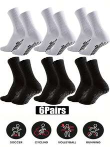 3/6 Pairs Of Mixed Color Men's Sports Socks, Enhancing Grip - Moisture Wicking Fabric _ Suitable For Football, Basketball, And Running. - Multicolor - View 15