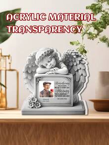 Tấm bia tưởng niệm hình cánh thiên thần tùy chỉnh, thuộc dòng sản phẩm tưởng niệm, thiết kế hình trái tim, được trang trí bằng những chiếc lông vũ tinh tế, vật trang trí để bàn bằng acrylic, có thể tùy chỉnh ảnh làm quà tặng tưởng niệm cho người thân yêu, có thể tải ảnh và văn bản lên, in họa tiết, trang trí nhà cửa phòng khách. - Màu xám đen - Xem 6