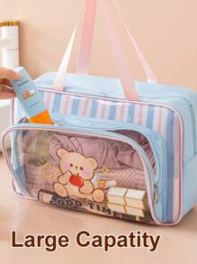 1pc Cartoon Swimming Bag With Wet & Dry Separation, Large Capacity Portable Fitness Waterproof Toiletry Bag, Cosmetic Storage Organizer