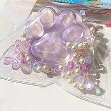 1 件挤压玩具手工制作的猫爪柔软玩具，有趣的恶作剧玩具，闪光紫色挤压猫爪，可爱柔软的柔软玩具，可缓解压力，适合成人和儿童的坐立不安的柔软玩具，圣诞节/万圣节/派对/生日新奇礼物，猫玩具（紫色） - 彩色 - 查看 3