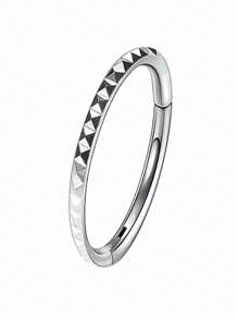 1pc Stainless Steel Carved Flower Nose Ring, Suitable For Women
