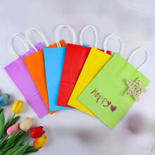 6/12/24 Peças Sacolas de Presente Coloridas para Festa com Alças, Duráveis, Fashionáveis, Multicoloridas, Adequadas para Lembrancinhas de Festa, Artesanato e Presentes, Comemorações de Aniversário, Casamento e Feriados (Cores Mistas Aleatoriamente)