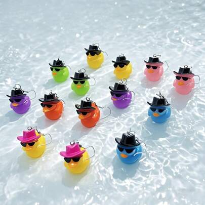 1 Pair Cute Resin Duck Pendant Earrings, Suitable For Summer Pool Party, Vacation Outfit, Women Gift