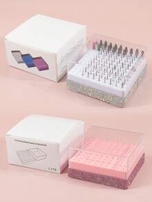 klimonla 指甲锉头收纳盒，指甲锉架，清洁粉尘展示盒，美甲工具收纳盒 - 彩色 - 查看 4