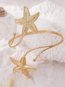 Sanrio 1 braçadeira de metal em forma de estrela do mar, criaturas marinhas da moda praia, adequada para uso diário feminino, vários festivais, presentes para o dia das mães, amigos, reuniões, eventos, estilos de férias na praia, joias para usar