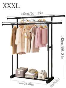 Cabide multifuncional para roupas, cabide independente com barras simples/duplas, varal ajustável e dobrável para quarto, varanda, uso interno e externo, economiza espaço, fácil montagem