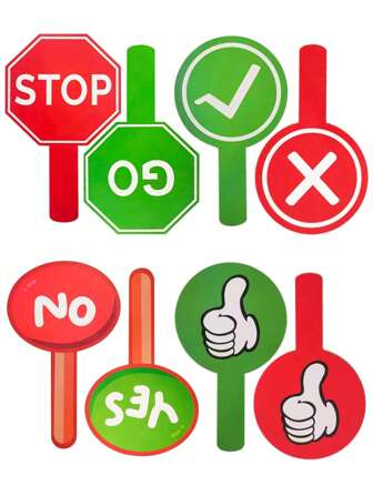 1 st/2 st klaslokaal respons handheld paddle, dubbelzijdig PVC Correct & Incorrect/Omhoog/Omlaag/GO/STOP/JA/NEE antwoordindicator - Educatief lesmiddel voor betrokkenheid en feedback van studenten (1 ontwerp, rood aan de ene kant, groen aan de andere kant)