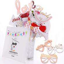 23PCS Set Of Bridal Wedding Photo Supplies, Wedding Photo Booth Props, Rose Gold Bachelor Party Decorations, Suitable For Brides To Be, Parties, Gift Accessories, Wedding Gift Supplies, Wedding Decorations, Festivals