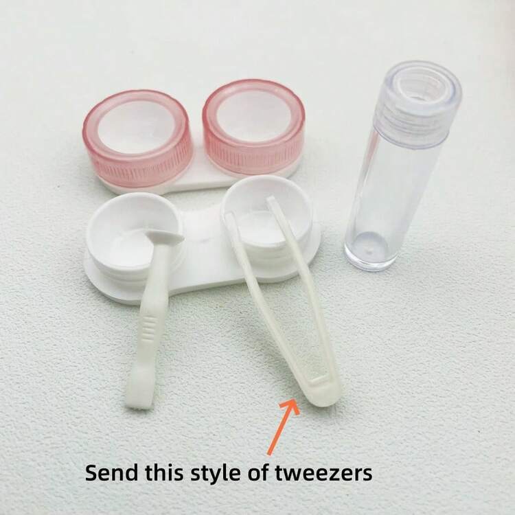 Set de estuche para lentes de contacto portátil y conveniente de 1 pieza con pinzas y aplicador, verde - Verde - Añade 3