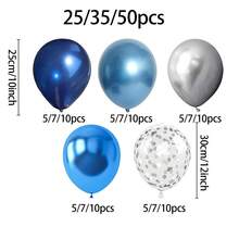 25/35/50pcs Blue & Silver Balloon Set, 10-Inch Navy Blue And Silver Balloons With Assorted Confetti, Suitable For Wedding, Birthday, Anniversary, Graduation Party - Multipurpose Indoor Celebration Decorations, Birthday Balloons - Multicolor - View 2