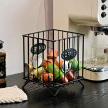 1pc Coffee Capsule Storage Box - Metal Material, New Square Design High Capacity Organizer, Home, Snack And Candy Storage Basket, Ideal For Kitchen, Bar Or Coffee Shop Counter Display, Colorful Coffee Bar Decor